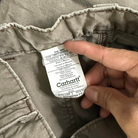 Carhartt Relaxed Fit Cargo Work Pants Men’s Size 34x34 Khaki - Picture 6 of 8